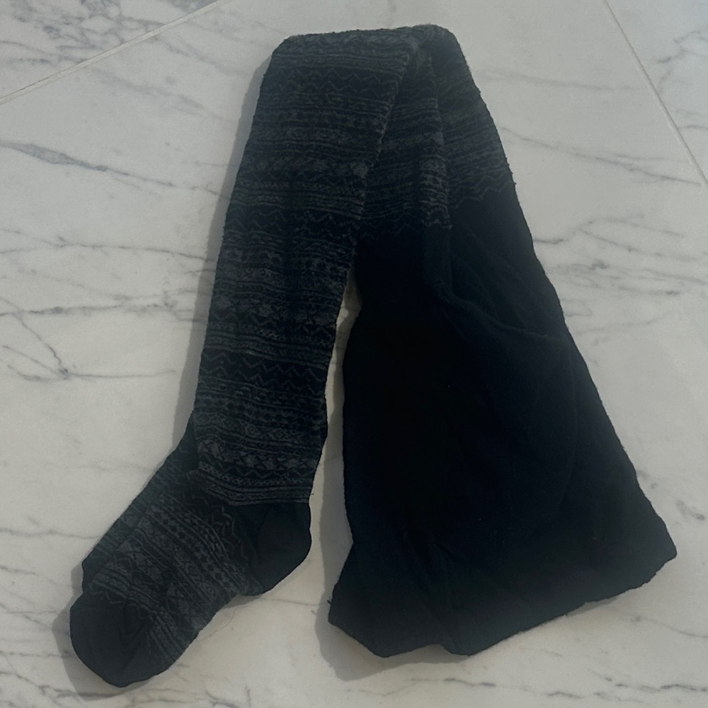 Black + Grey Patterned Tights sz Md/Lg